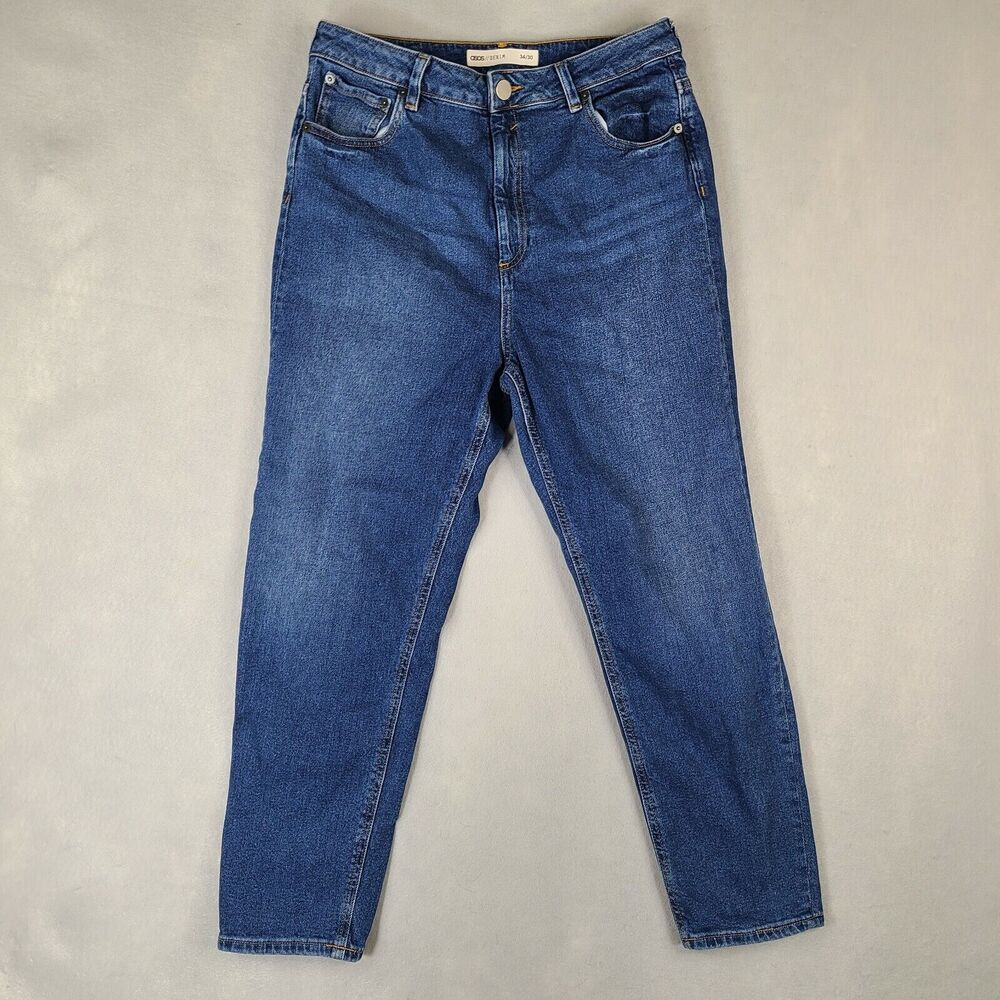 ASOS Women's Straight Jeans 34x30 (Measured 31x26) Denim Blue High Rise